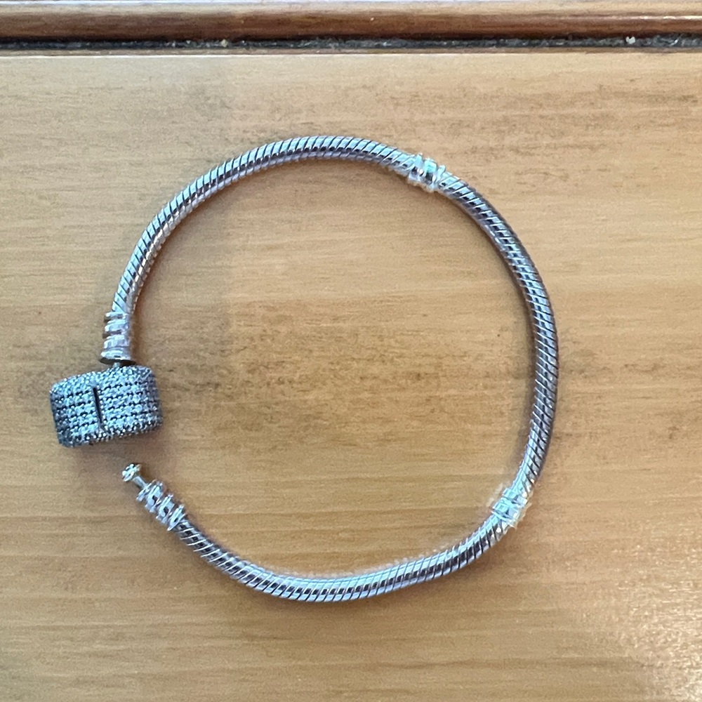 Pandora Bracelet Barrel Clasp with Clear Pave Zirconia-small